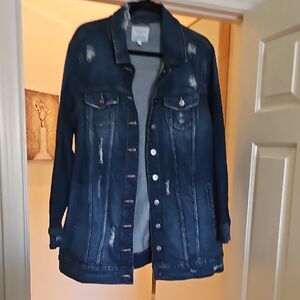 Torrid Dark Blue Distressed Jean Jacket